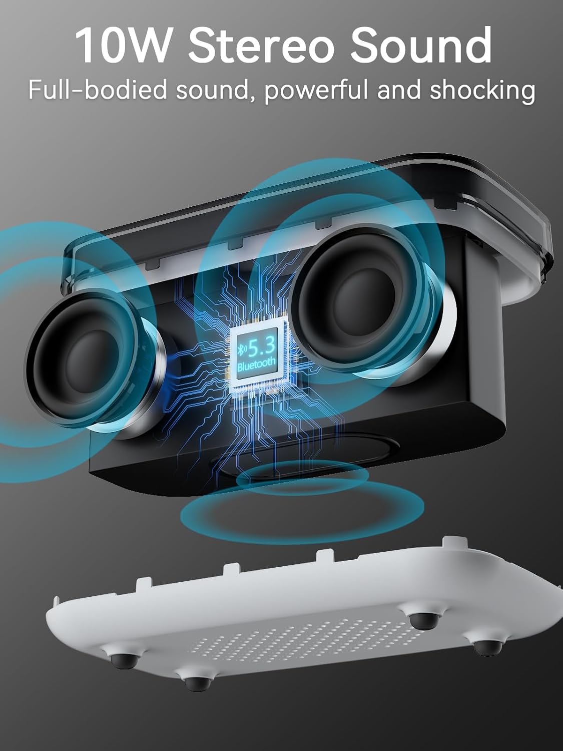 Reatsoc 10w 10W 12-Color Alarm Clock Bluetooth Speaker with Fast Wireless Charger for iPhone Samsung, Stereo Bluetooth