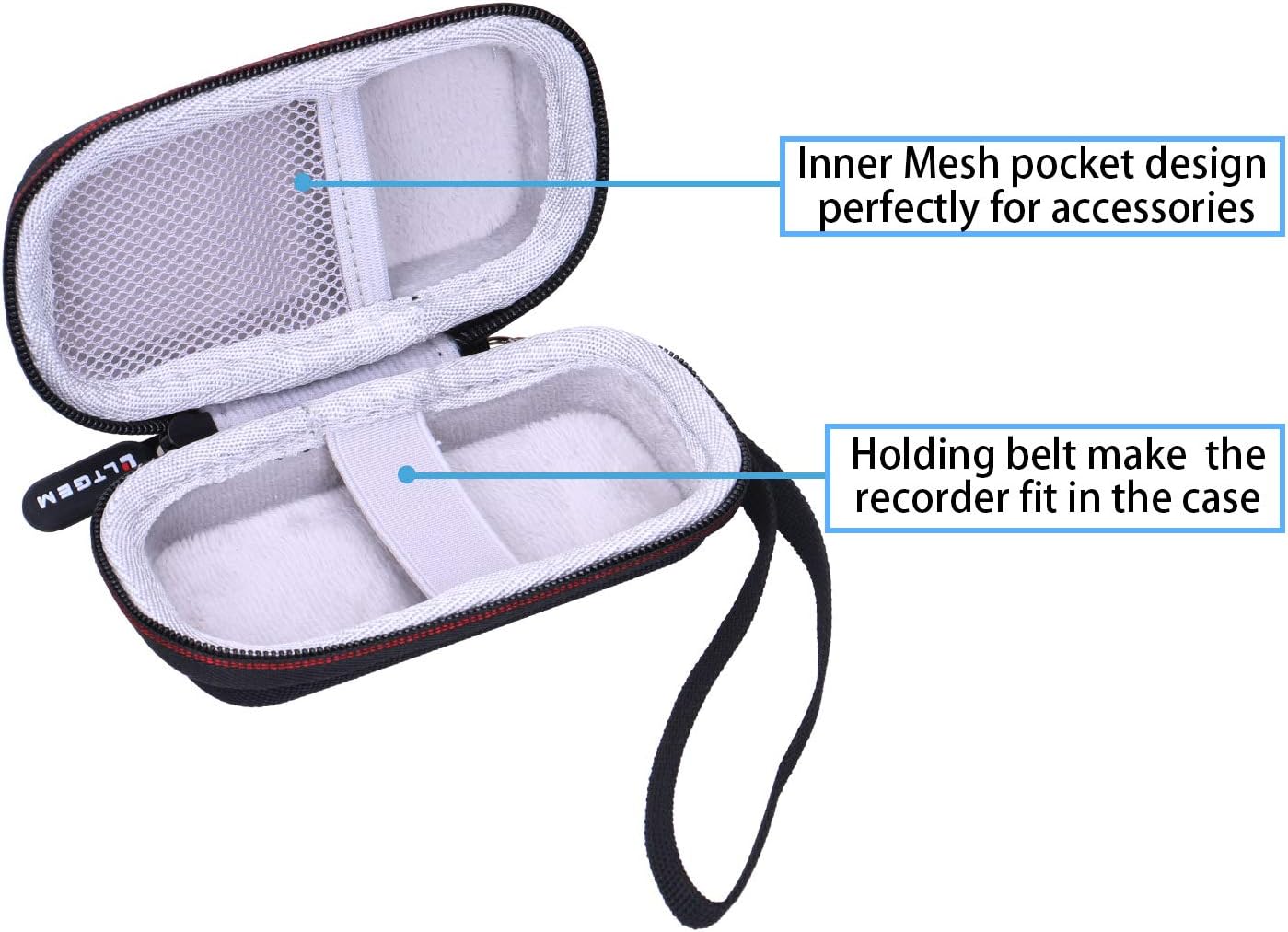 4.1"x2.1"x0.7"), LTGEM Case Compatible with Digital Voice Recorder Voice Activated Recorder(Inside: Black+Grey