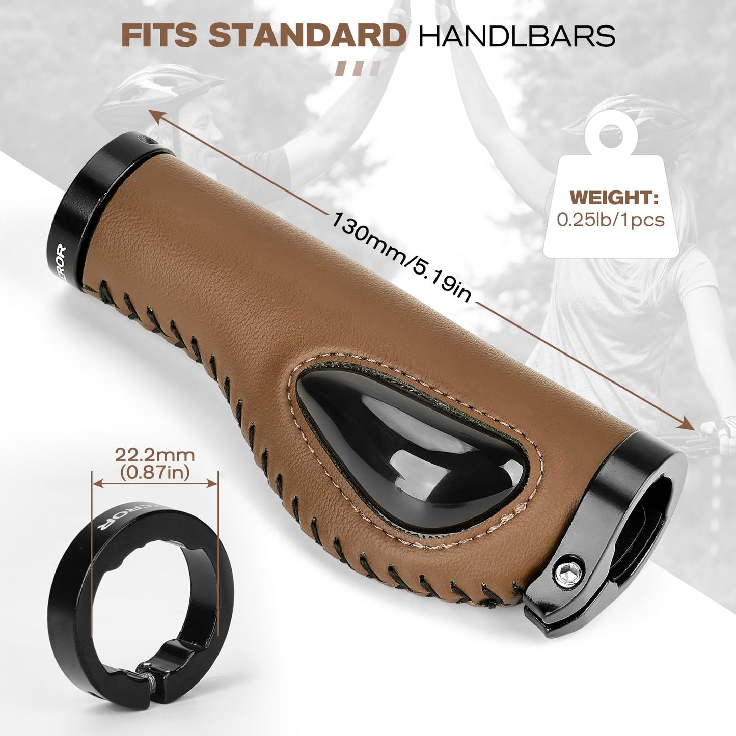 GXCROR Ergonomic Bike Grips with Silicone Damping, Premium PU Mountain Bike Handlebar Grips Anti-Slip Design, Locking MTB/City/Road Bicycle Grips for All 22.2mm Handlebars