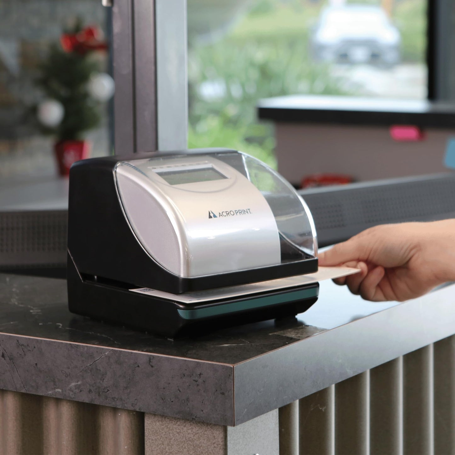 Acroprint Electronic Time Clock Machine – Time Stamp Machine for Employees, Ideal for Small Business, Accommodates Right or Left-Hand Time Cards, Selectable Hour Format