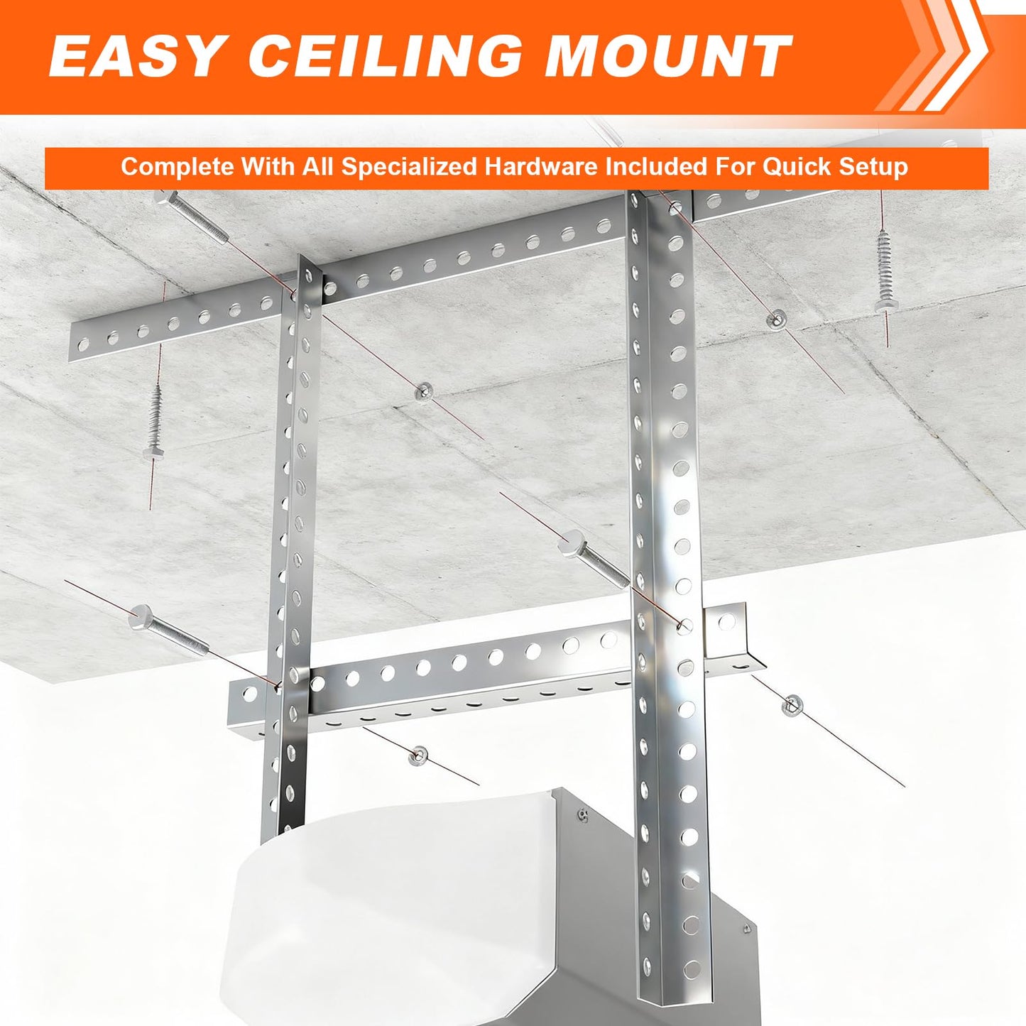 Yuleimy Universal Garage Door Opener Hanging Kit, Heavy Duty Galvanized Steel Ceiling Mounting Bracket for Motor Base, Compatible with Genie, Chamberlain & Craftsman