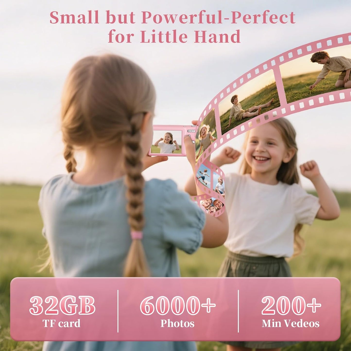 Basdecm 4K 50MP -16X 6 7 8 9 10 Digital Camera for Kids: Pink Camera for Photography Zoom Anti-Shake, Date Stamp