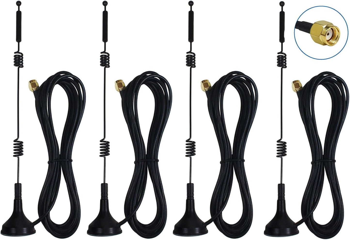 eifagur (4-Pack), 9dbi 2.4GHZ 5GHZ 5.8GHZ Dual Band Long Range WiFi Antenna RP-SMA Connector with Magnetic Base for IP