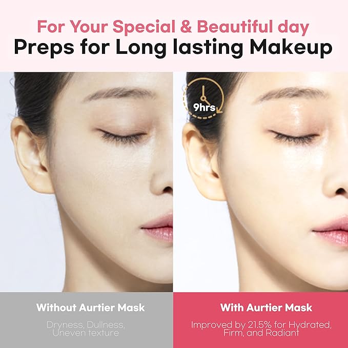 Glassy Hydrogel Face Mask for Glow and Dewy Skin, Deep Hydration, Vegan Collagen, Makeup Prep, Pore Tightening, Firming, Moisturizing, Elasticity, Overnight Korean Skin Care 1.19oz x 4ea