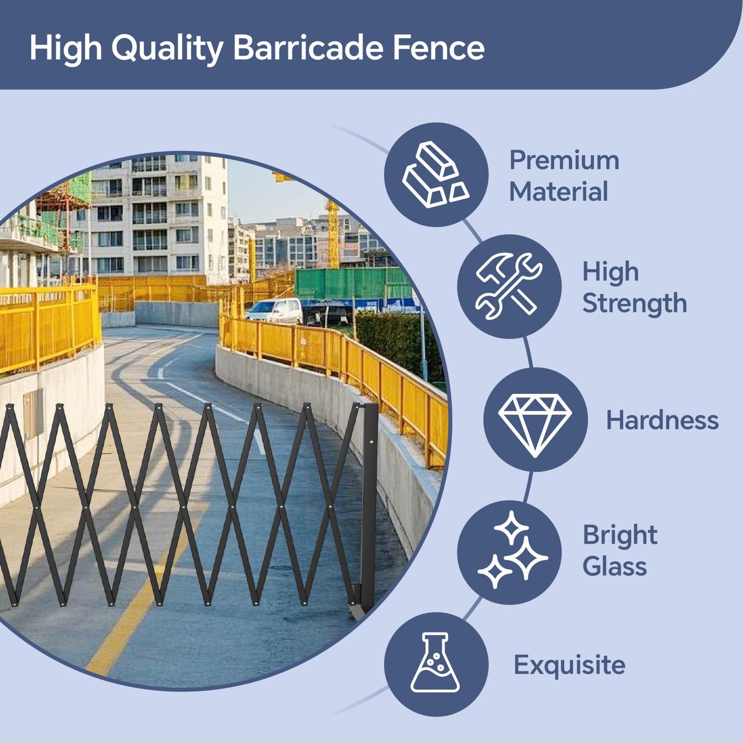 23FT Industrial Expandable Barricade, Folding Security Gate with Wheels, Retractable Driveway Gate, Adjustable Traffic Fence for Construction Site, Traffic Control, Cordon, Elevator, Garage