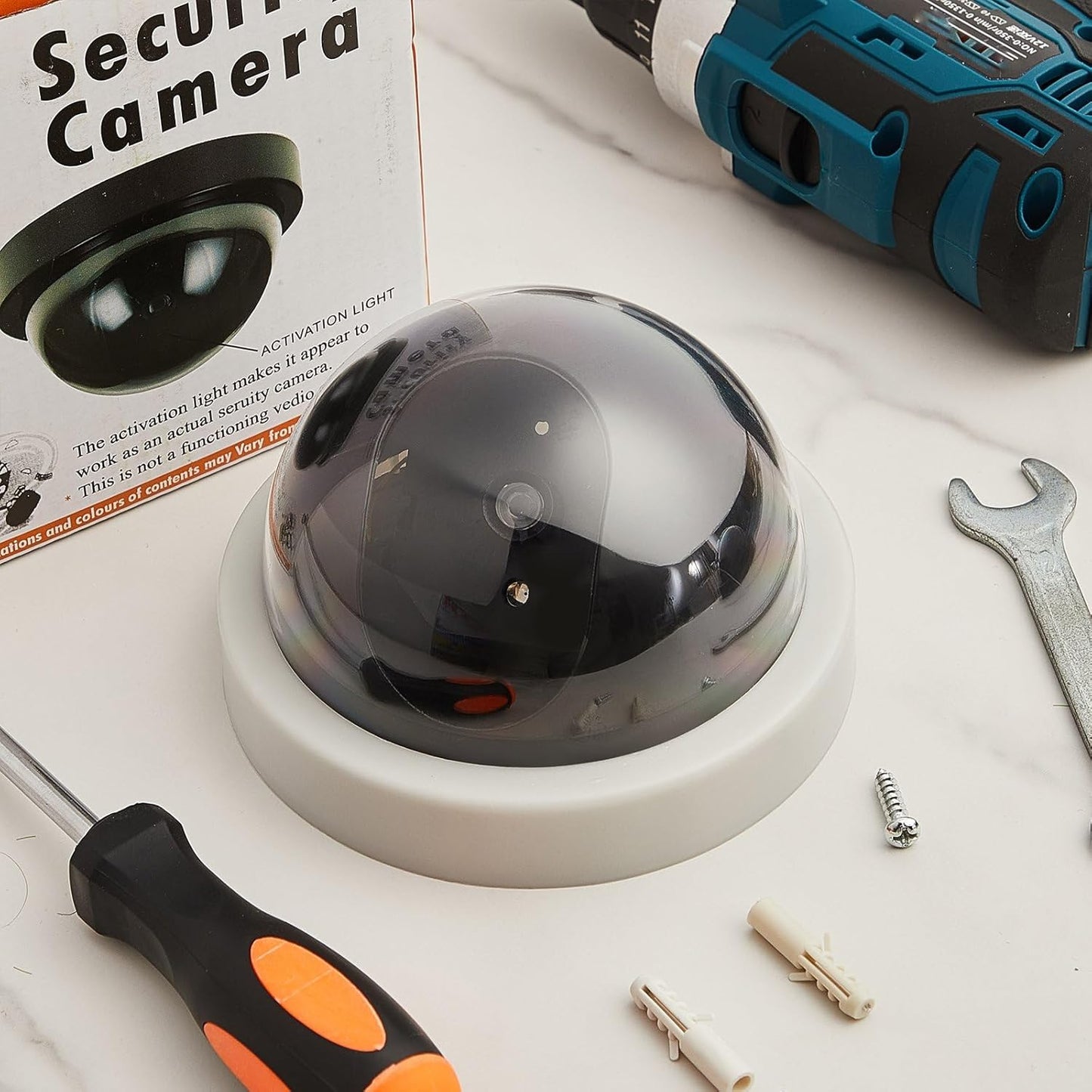 Kanayu 4 Pack Dummy Dummy Fake Camera CCTV Dome Fake Security with Flashing Red LED Light Wireless Surveillance CCTV