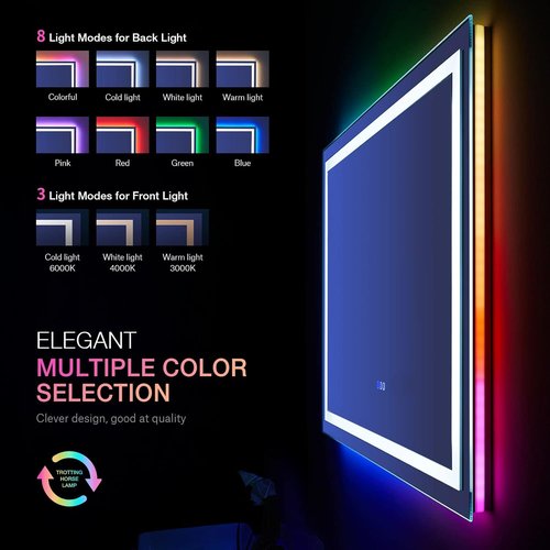 LOAAO LED Bathroom Mirror - 36" x 36" Anti-Fog, Dimmable & RGB Backlit | Stylish Vanity Mirror with Memory Function