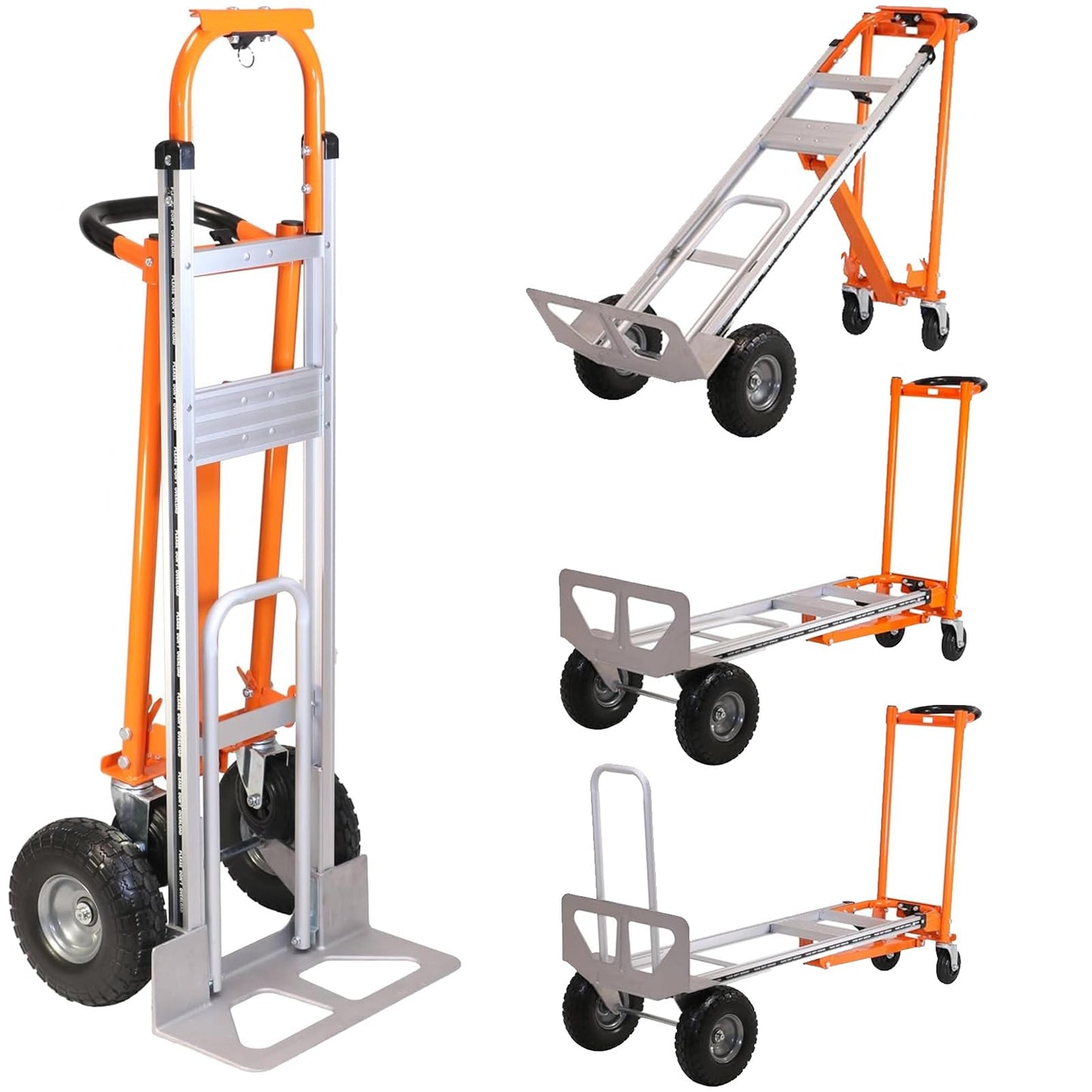 Aluminum Convertible Hand Truck, 3 in 1 Folding Dolly 1000 LBS Capacity Heavy Duty Industrial Platform Cart Collapsible Truck for Transport & Moving in Warehouse, Home, Supermarket