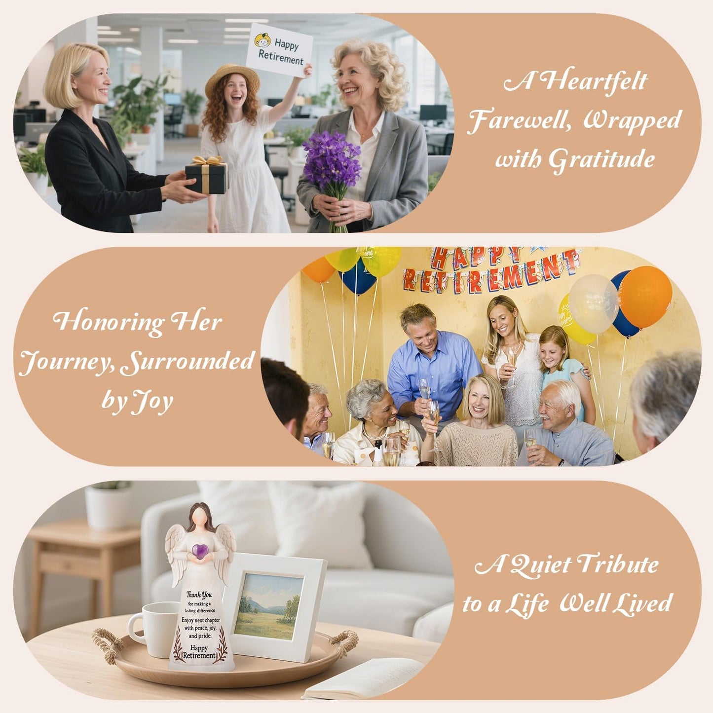 Retirement Gift for Women 2026 - 8.2" Angel Figurine with Crystal Heart | Perfect for Teachers, Nurses & Moms