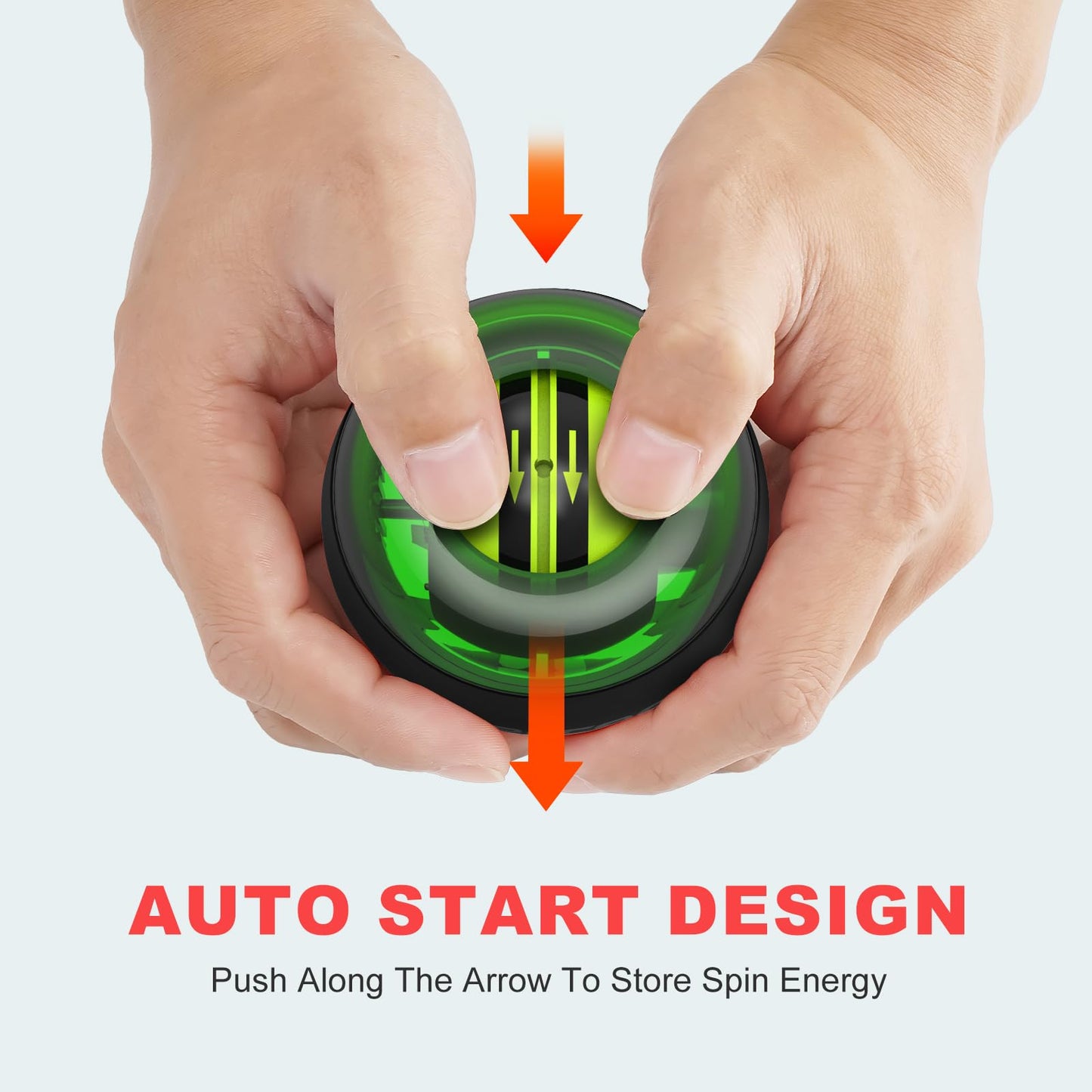 Xerceo Auto-Start Power Gyro Ball, with LED Light, for Wrist & Forearm Training (Lush Jungle)