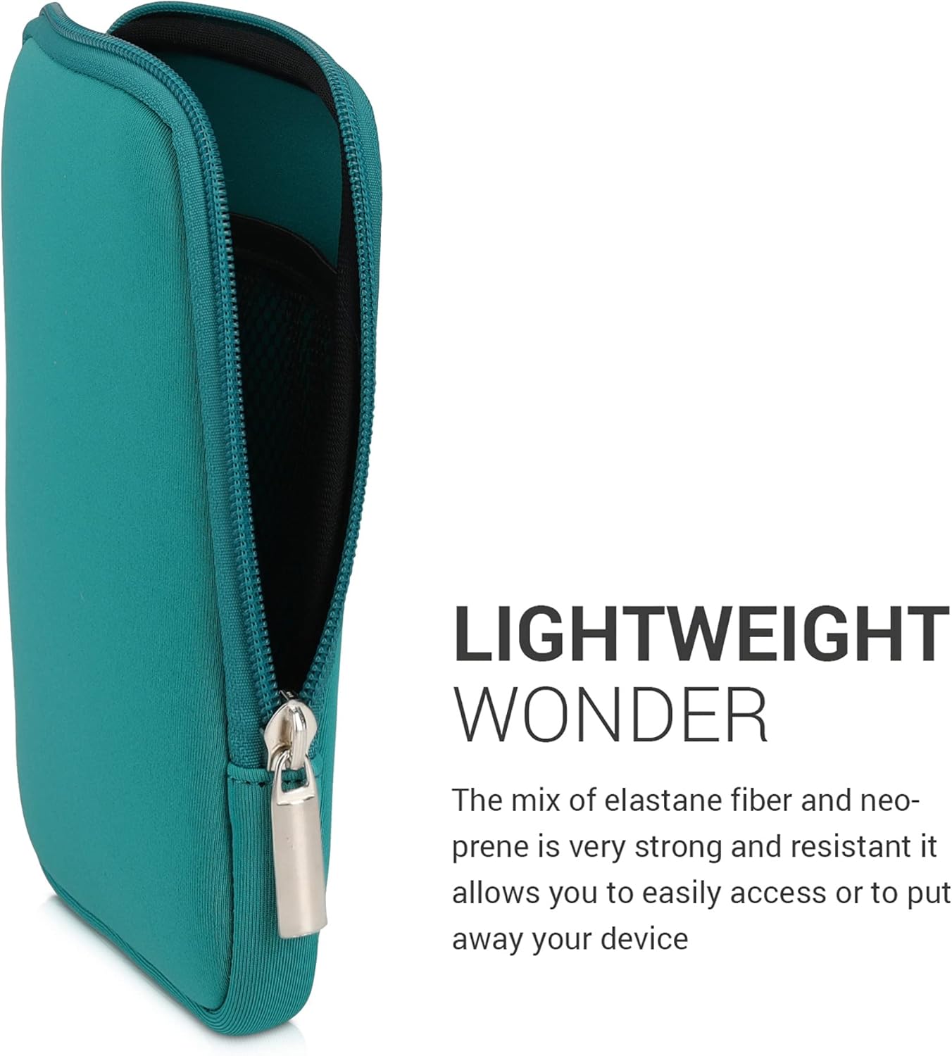kwmobile 6" Neoprene e-Reader Pouch Size eReader - Universal eBook Sleeve Case with Zipper - Petrol