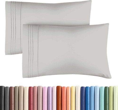 King Standard Pillow Cases - Soft Hotel Quality Covers | Comfy & Fade Resistant - 2 Piece Set in French Grey