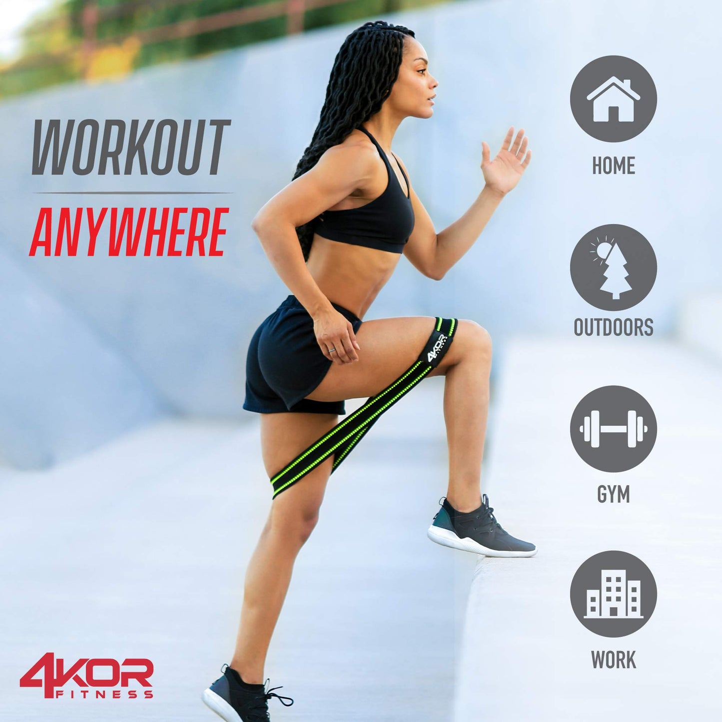 4KOR Resistance Fit Bands - Set of 3 | Tone & Lift Glutes, Arms & Legs - Exercise Band for Strength Training, Yoga, Stretching, Barre or Pilates Workout - 3 Levels of Comfortable Resistance