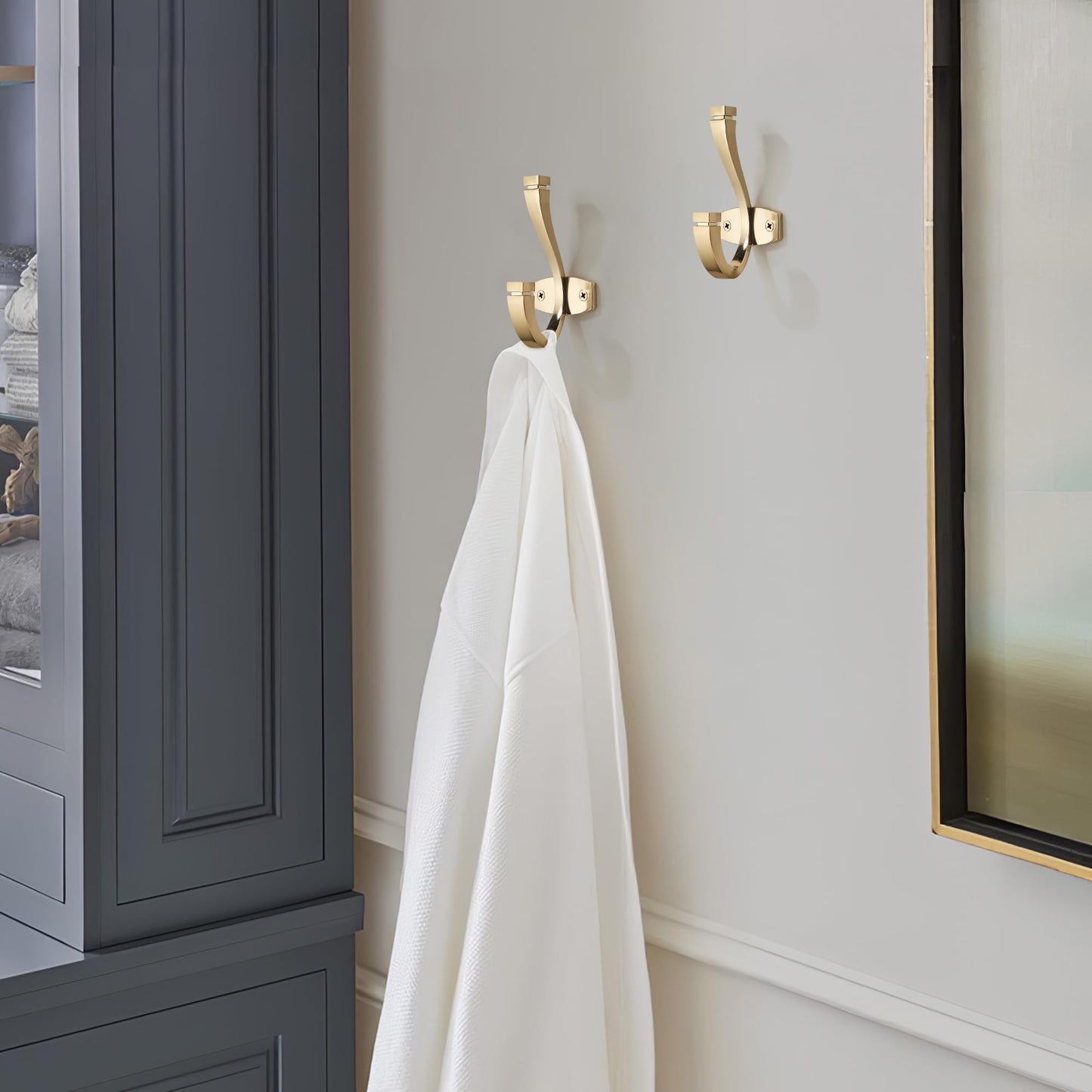 TUNNY Coat Hooks -5 Pack Champagne Bronze Towel Hooks Robe Hooks Decorative Wall Hooks for Bathroom Bedroom Kitchen Towel Robe Clothes Cabinet Closet Bathroom Hardware
