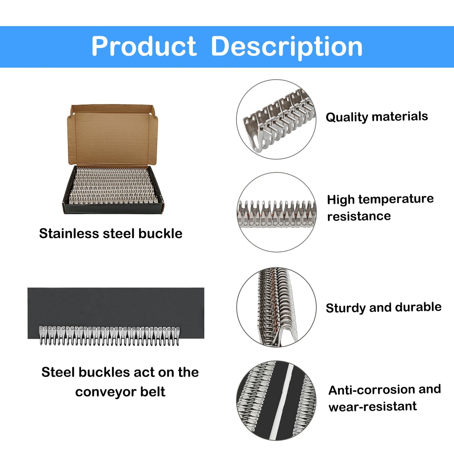 Conveyor Belt Lacing Fastener Set, 5-6mm High Performance Fasteners for Spliced Belts, 10pcs Stainless Steel Rivet Fasteners Belt with 5 Pins