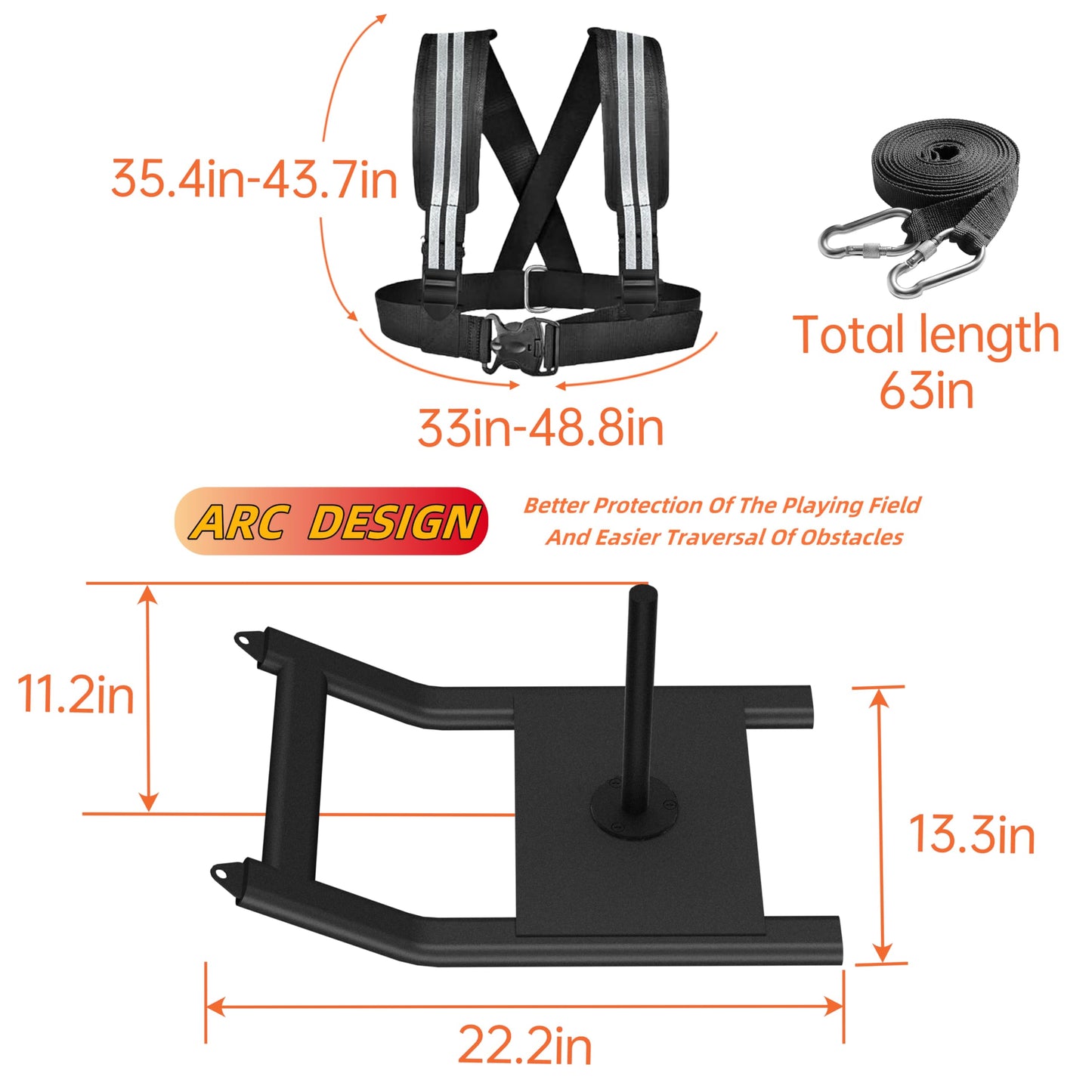 Weight Sled for Training - Heavy Duty Football Sled for Lineman, Sled Pull Workouts, Speed & Strength Training, Football Blocking Sled, Running Sled for Athletes, Weighted Sled for Outdoor & Indoor Workouts (Black)
