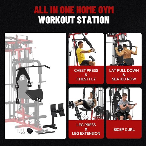 All-In-One Home Gym System - Multi-Function Smith Machine with Cable Crossover | Full Body Workout Station