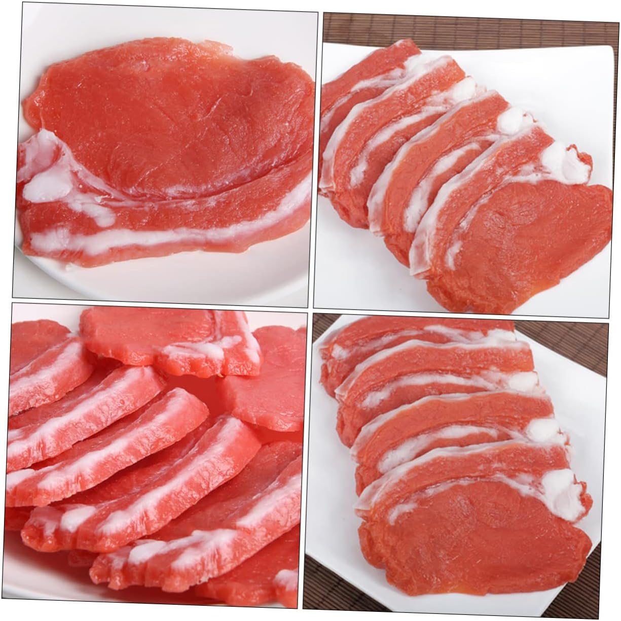 Set 4 of Realistic Resin Pork Slice Models for Display