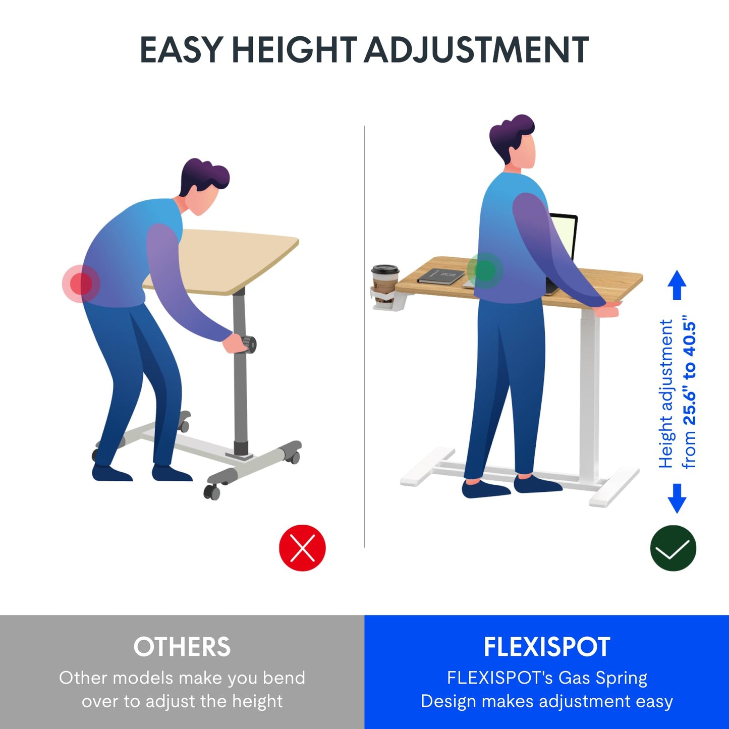 FLEXISPOT H7 Adjustable Overbed Bedside Table with Wheels Pneumatic Mobile Standing Desk Laptop Desk Rolling Computer Cart Movable Table Hospital Home Use(31.5" W x 17.7" D, Maple Large)