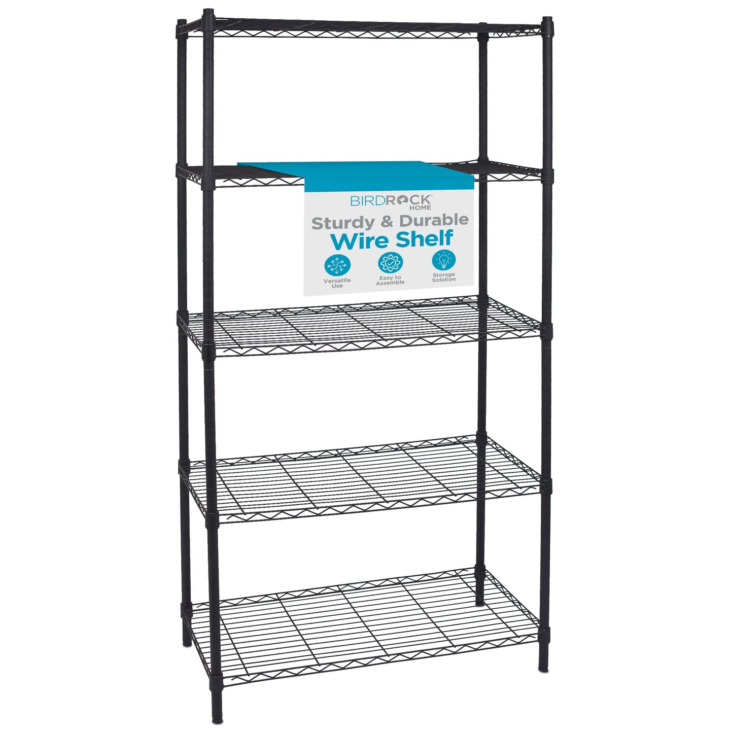Internet's Best 5-Shelf Adjustable Wire Shelving | Heavy Duty Storage Rack | Metal Shelf for Garage, Restaurant, Industrial Use - Wide Unit Shelves, Sturdy Steel Frame | Black | 36" W x 18" D x 72" H