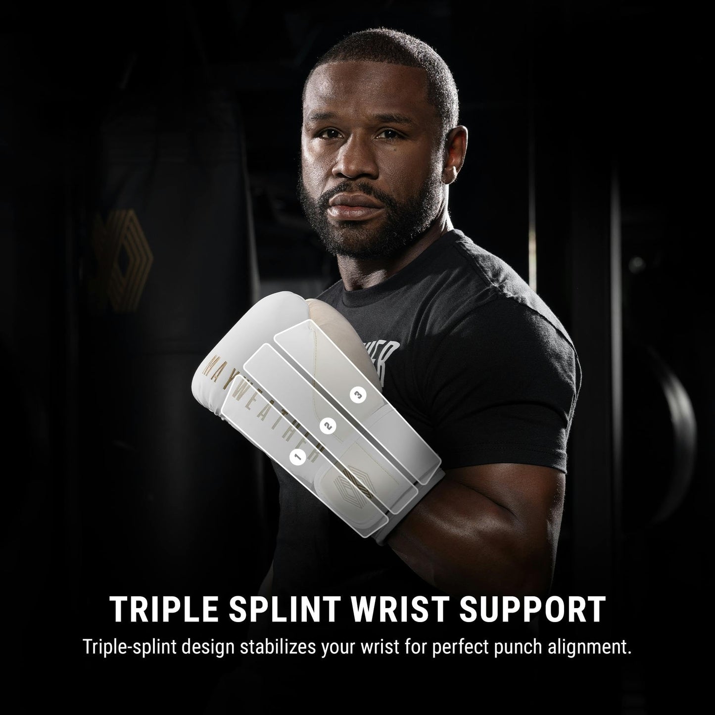 Hayabusa Mayweather Champ Boxing Gloves for Men and Women - White/Gold, 16oz