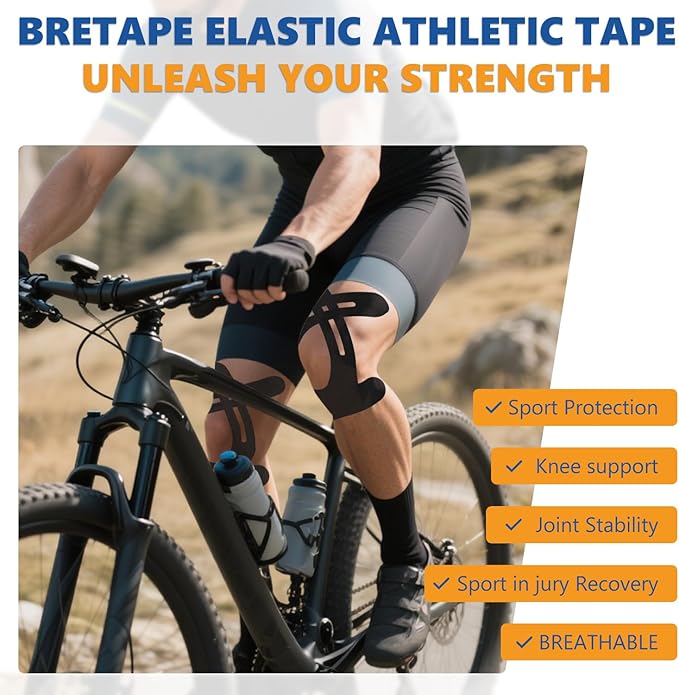 Precut Kinesiology Tape for Knees ??14 PCS Knee Tape for Pain Relief & Support, Elastic Waterproof Sports Tape, Breathable & Latex-Free, Pre Cut Athletic Tape for Workout & Injury Recovery, Black