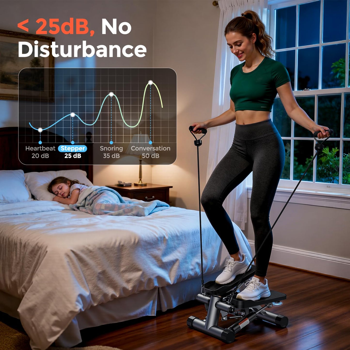 SPORTSROYALS Twist Stepper/Mini Stepper,Steppers for Exercise at Home,Stair Stepper with Resistance Bands for Full Body Workout, 660lbs Weight Capacity