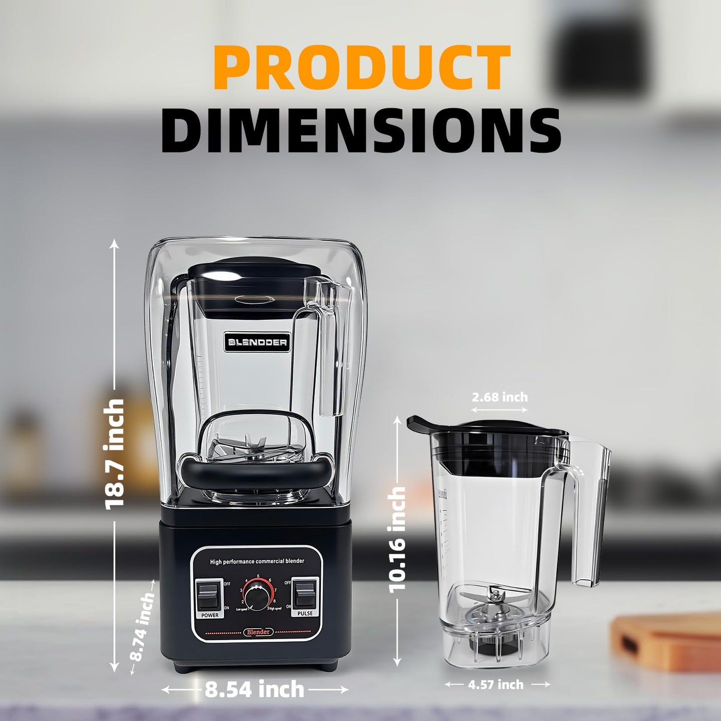 Nalison Commercial Blender Heavy Duty Restaurant, Professional Quiet Blender,1800W Commercial Mixer for Smoothies, Noise Reduction Blenders for Kitchen and Business (Model: G7)