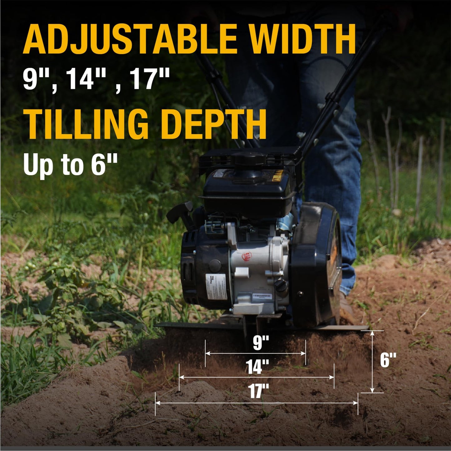 Poulan Pro 2 in 1 Gas Tiller, Front Tine Tiller Cultivator with 79 cc 4-Cycle Gas Engine, 9''-17'' Tilling Width Adjustable, Garden Tilller with Forged Steel Tines, Integrated Transport Wheels