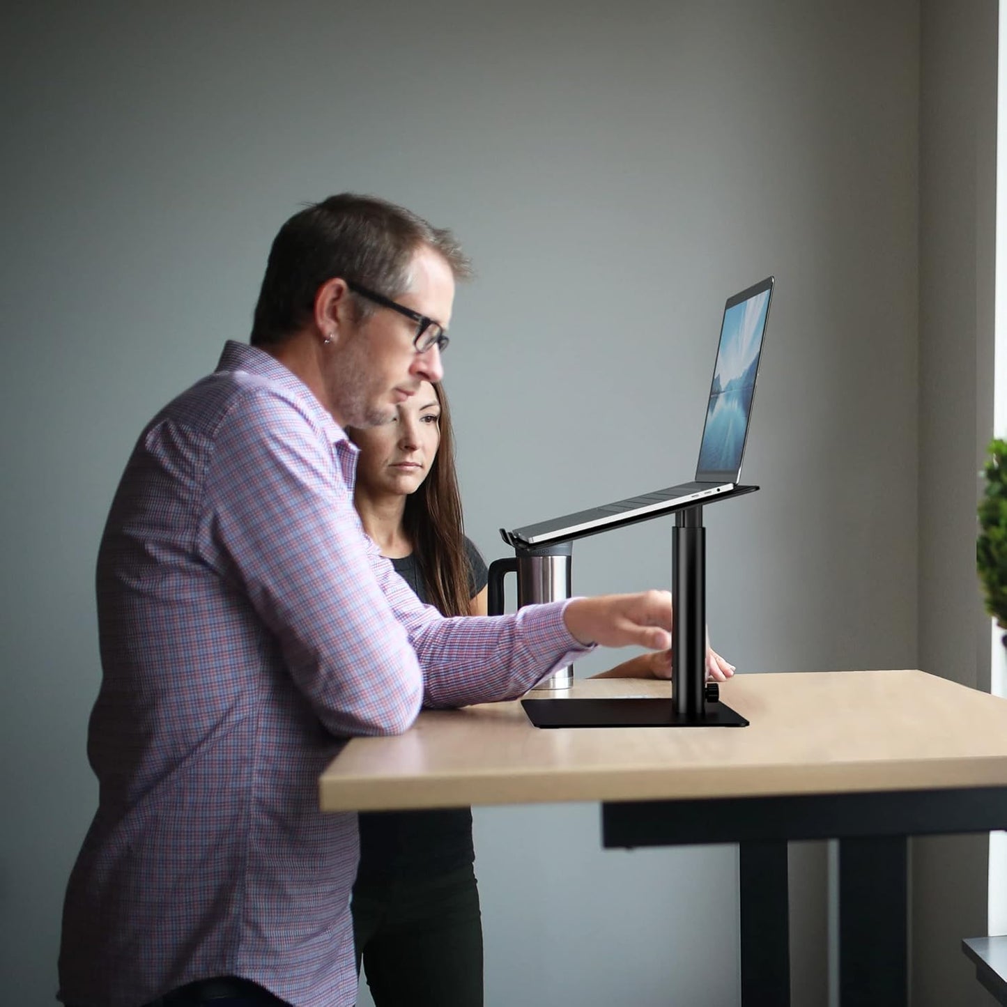BESIGN LSX6 10-14" Computer Holder Stand, Ergonomic Adjustable Notebook Riser for Standing Work, Compatible with Air