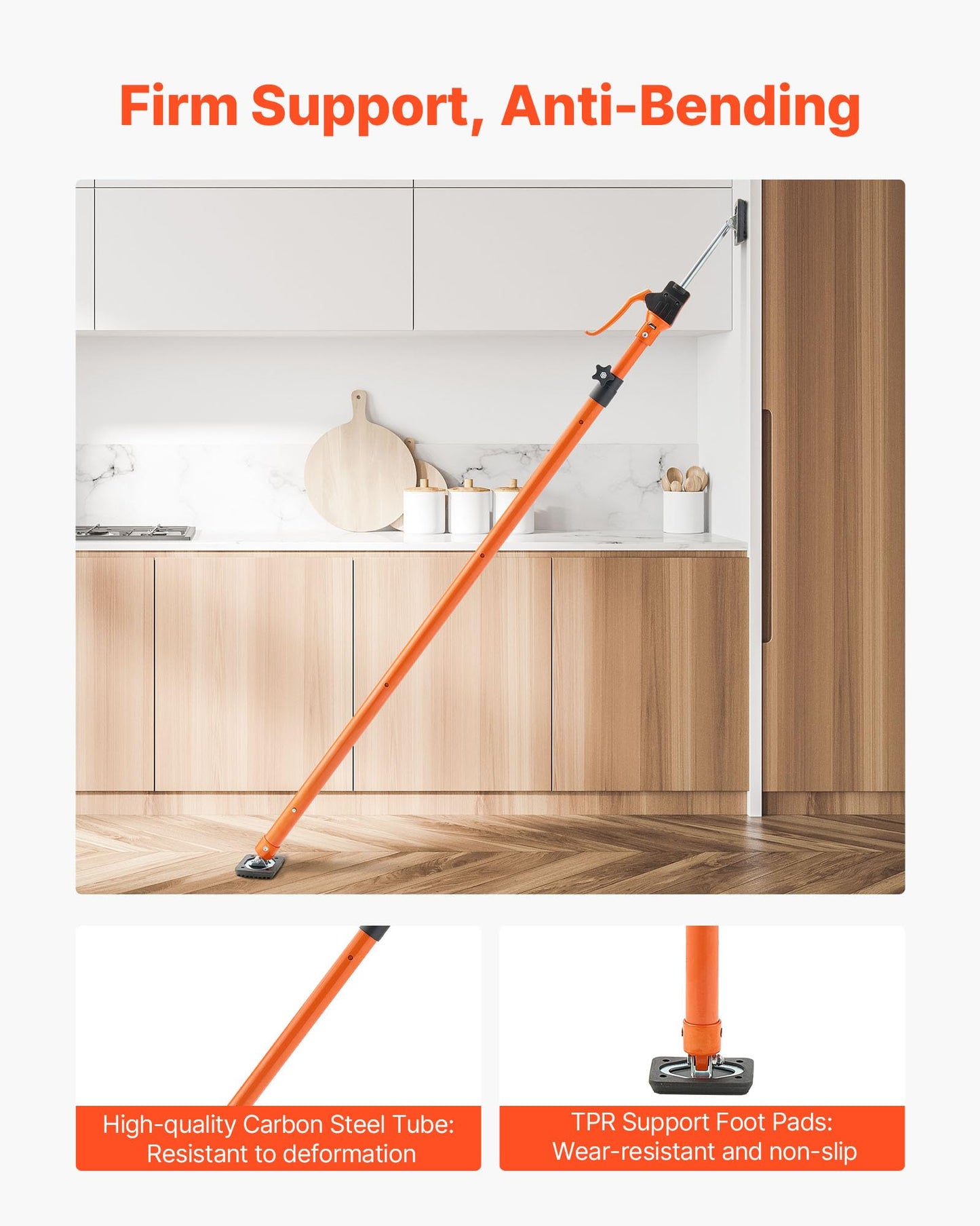 VEVOR Cabinet Jack Support Pole, 4-Pack, 49.2-114.6 Inch Steel Telescopic Quick Support Rod, Adjustable 3rd Hand System up to 198 lbs Capacity for Installing Cabinets, Lifting Drywall, Cargo Bars