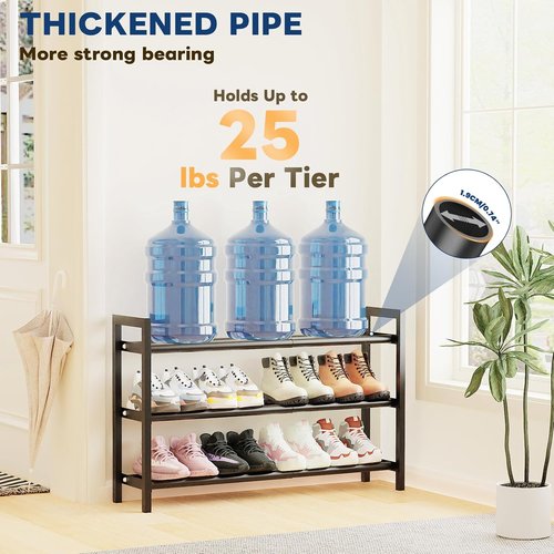 Mavivegue Expandable Shoe Rack - 3-Tier Adjustable Organizer for Closet & Entryway - 18-33”
