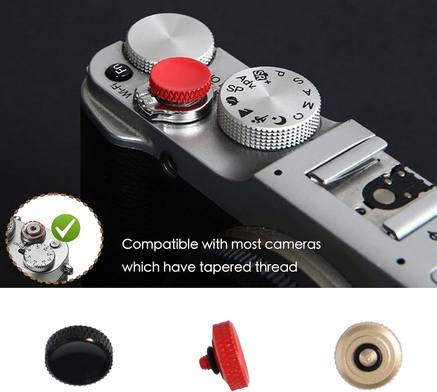 DJDIRY 3 Pack Hasselblad, Camera Shutter Button with Rubber O-Ring, Concave Shutter Release Button Compatible