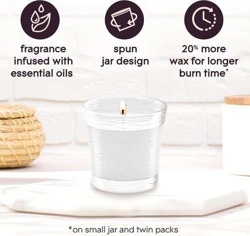 Glade Scented Candle Jar - Clean Linen Fragrance with Essential Oils | 4.08 Oz Air Freshener