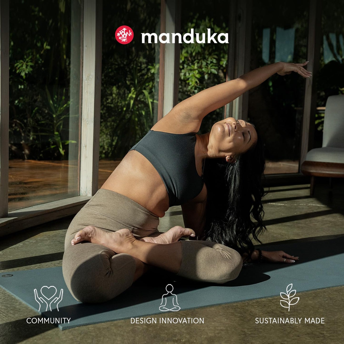 Manduka eKOLite Yoga Mat 71" - 4mm | Natural Rubber | Eco-Friendly | Soft Textured Surface | Natural Next-to-Skin Feel | 71 x 24 inches | EBB