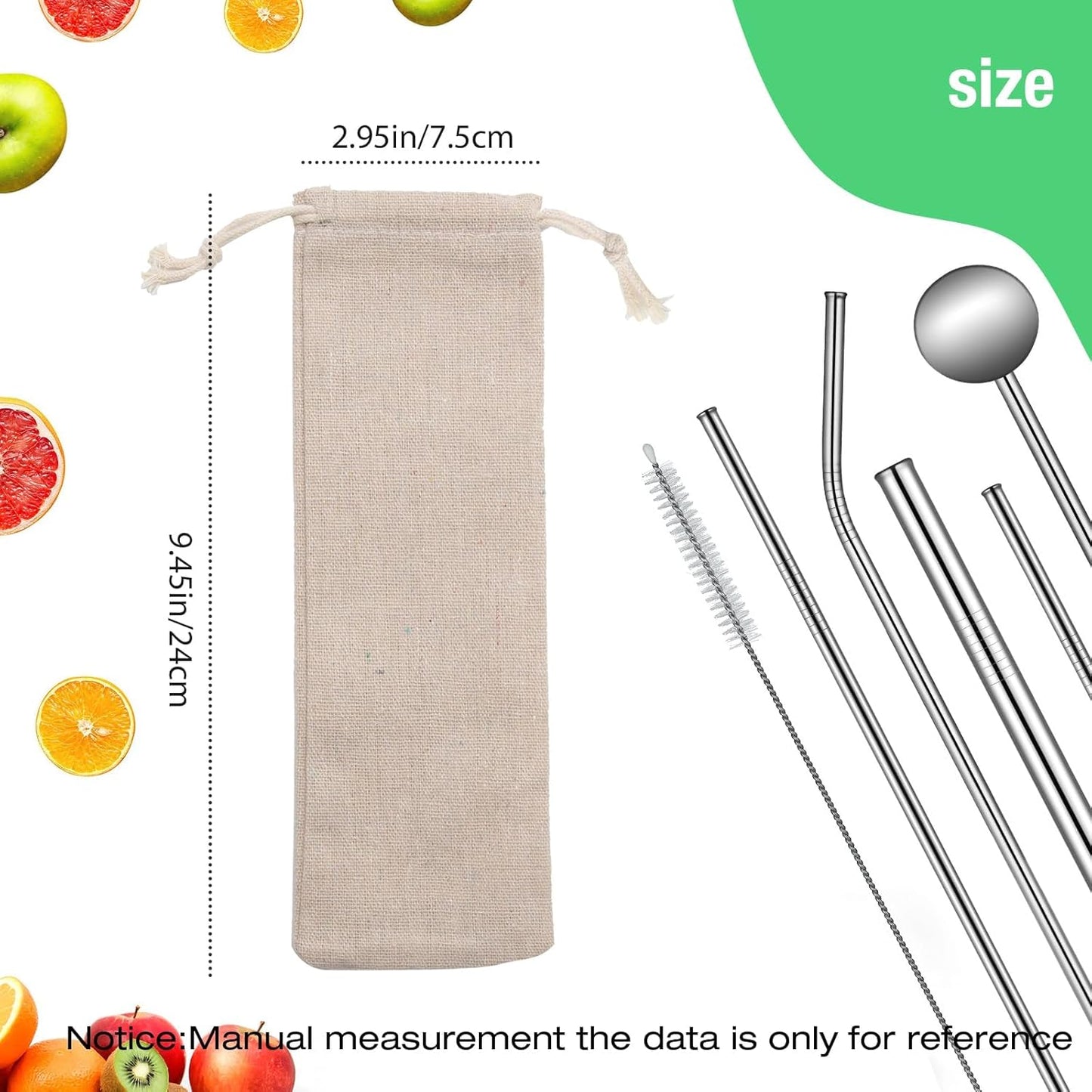 Saihisday Portable Cotton & Linen Pouch Bags - 20 Pcs Drawstring Cases for Straws & Cutlery Storage