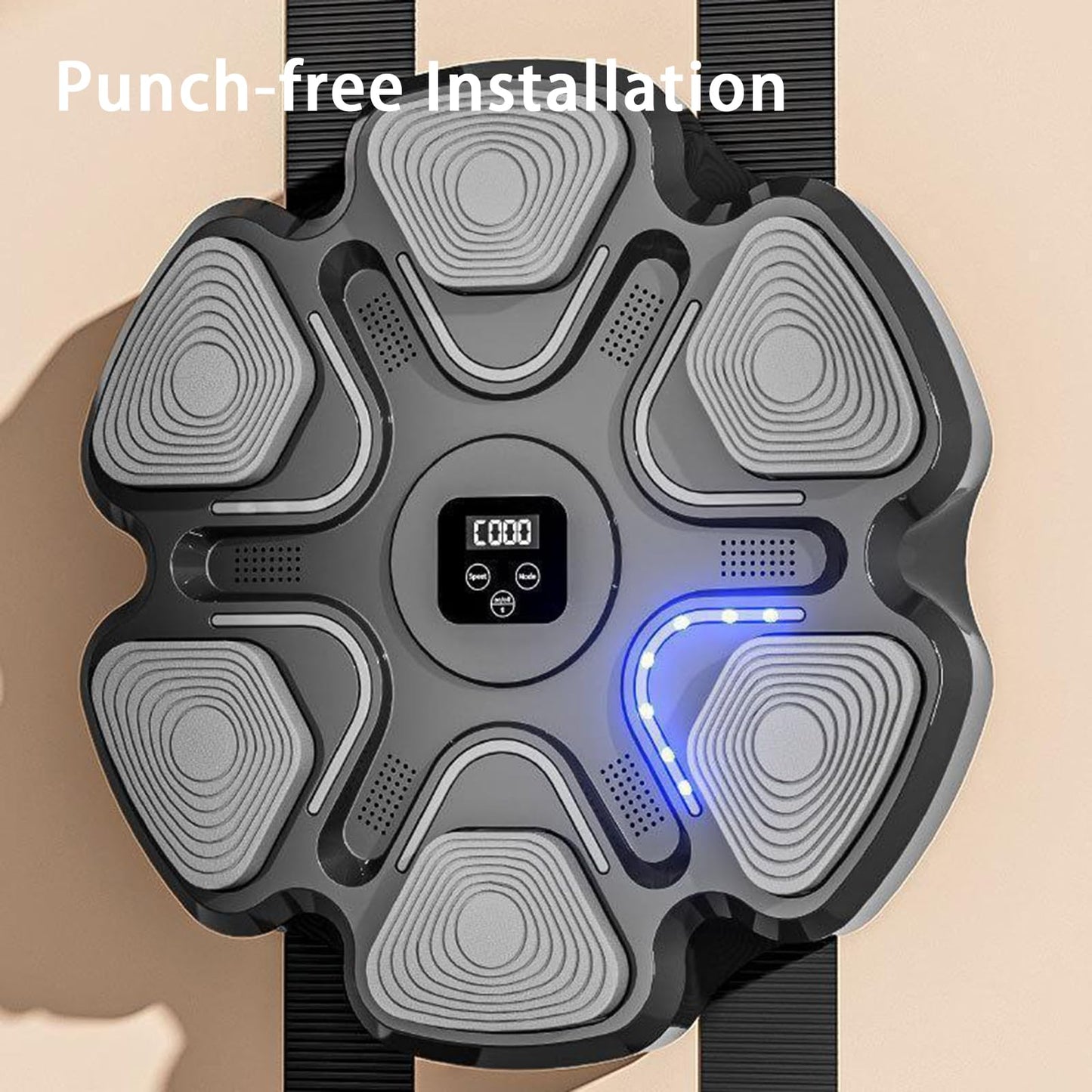 Rock88 Music Boxing Machine,Wall-Mounted Interactive Boxing Target with Gloves,Boxing Music Trainer Machine with 9 Adjustable Speed for Home,White,no Gloves