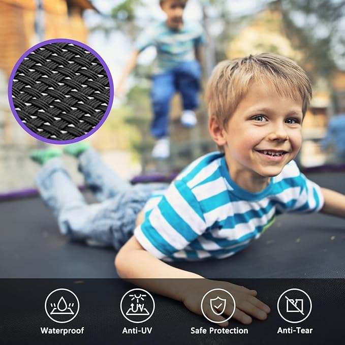 SKOK Trampoline 8FT 10FT 12FT 14FT 15FT Trampolines with Enclosure Net, 400LBS Outdoor Trampolines for Kids with Basketball Hoop-ASTM Approved Trampoline for Children and Adults with Ladder