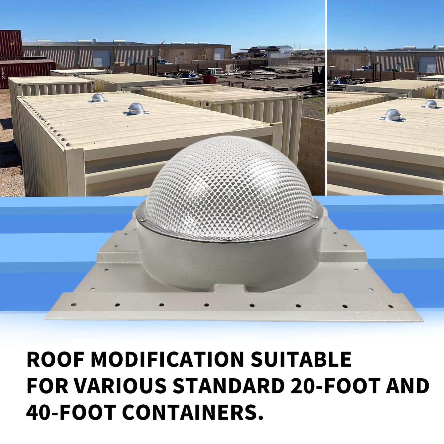 Heavy-Duty 12 Inch Large Skylight Natural Daylight Dome for Shipping Container, Polycarbonate Solar Light Dome Fits 3.5" Rib Conex Container House Roofs