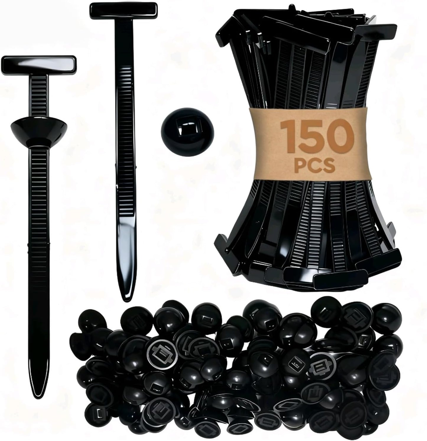 EKIONBY 150Pcs Zip Ties, Cable Ties, Nylon Universal Cable Tie Buckle, Heavy Duty Self-Locking Zip Ties, With Pin
