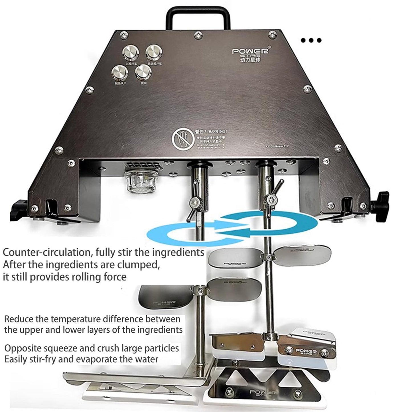 ZZBSOD Commercial Electric Food Stirrer Pot,Stainless Steel Automatic Mixer Machine with Double Stirring Paddle &Auxiliary Fan&Light,for Making Jam/Sauce/Filling