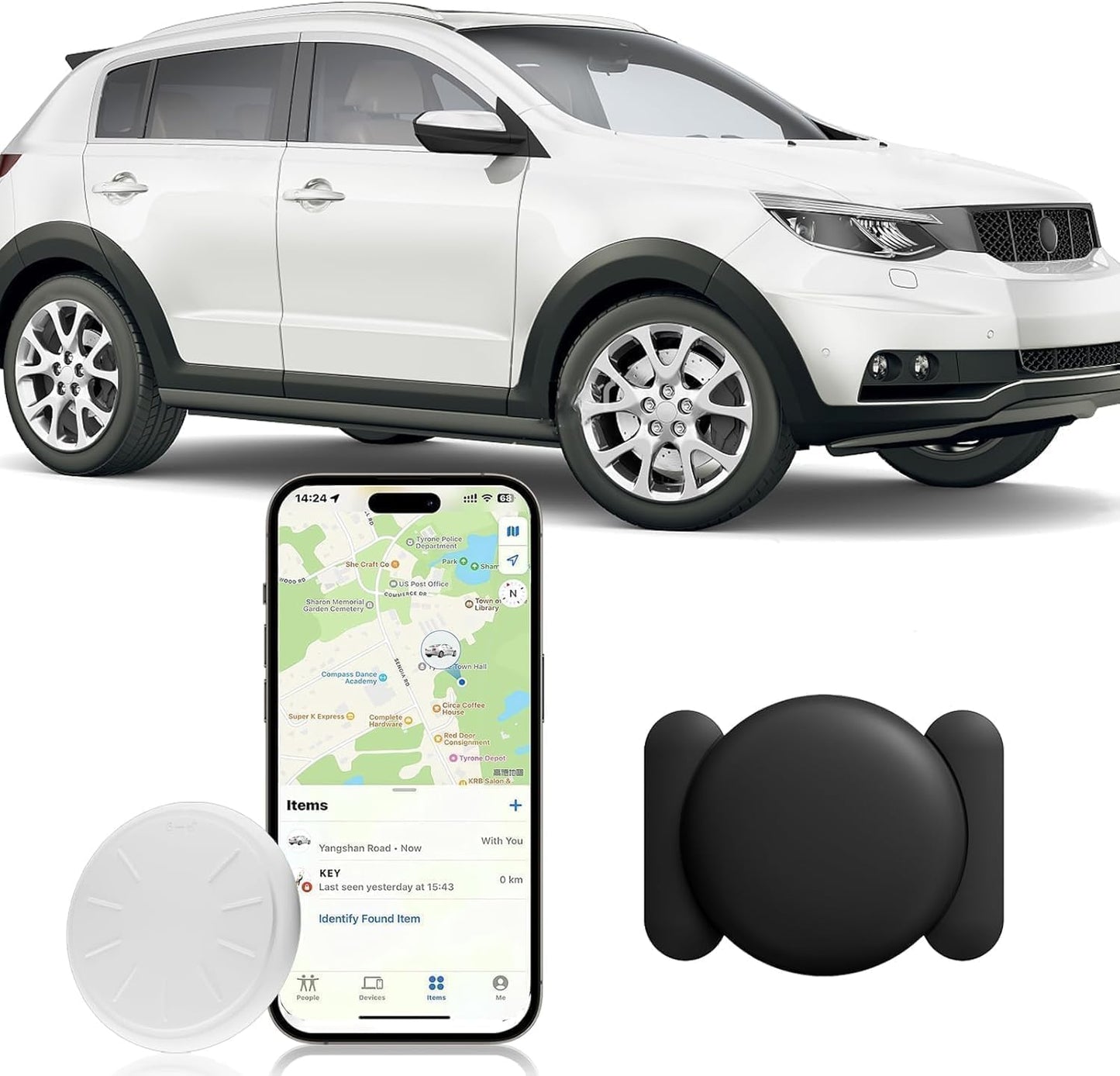 Dahetag (Black,1PCS) Tracker Device for Vehicles,Mini Hidden Car Tracker with Magnetic Case,No Monthly Fee Tracker,Car