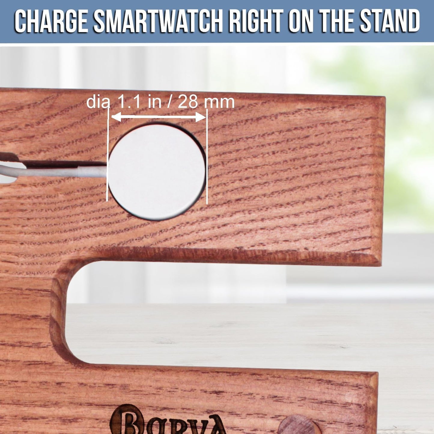BarvA Rustic Phone Docking Station Desk Organizer | Night Stand Electronics Charging Station | Dresser Smart Watch