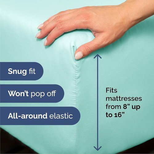 Cal King Size 4-Piece Sheet Set | Skiennix Comfy Breathable Cooling Bedding - Luxury Hotel Quality - Deep Pockets, Soft, Wrinkle-Free - Oeko-Tex Certified, Spa Blue