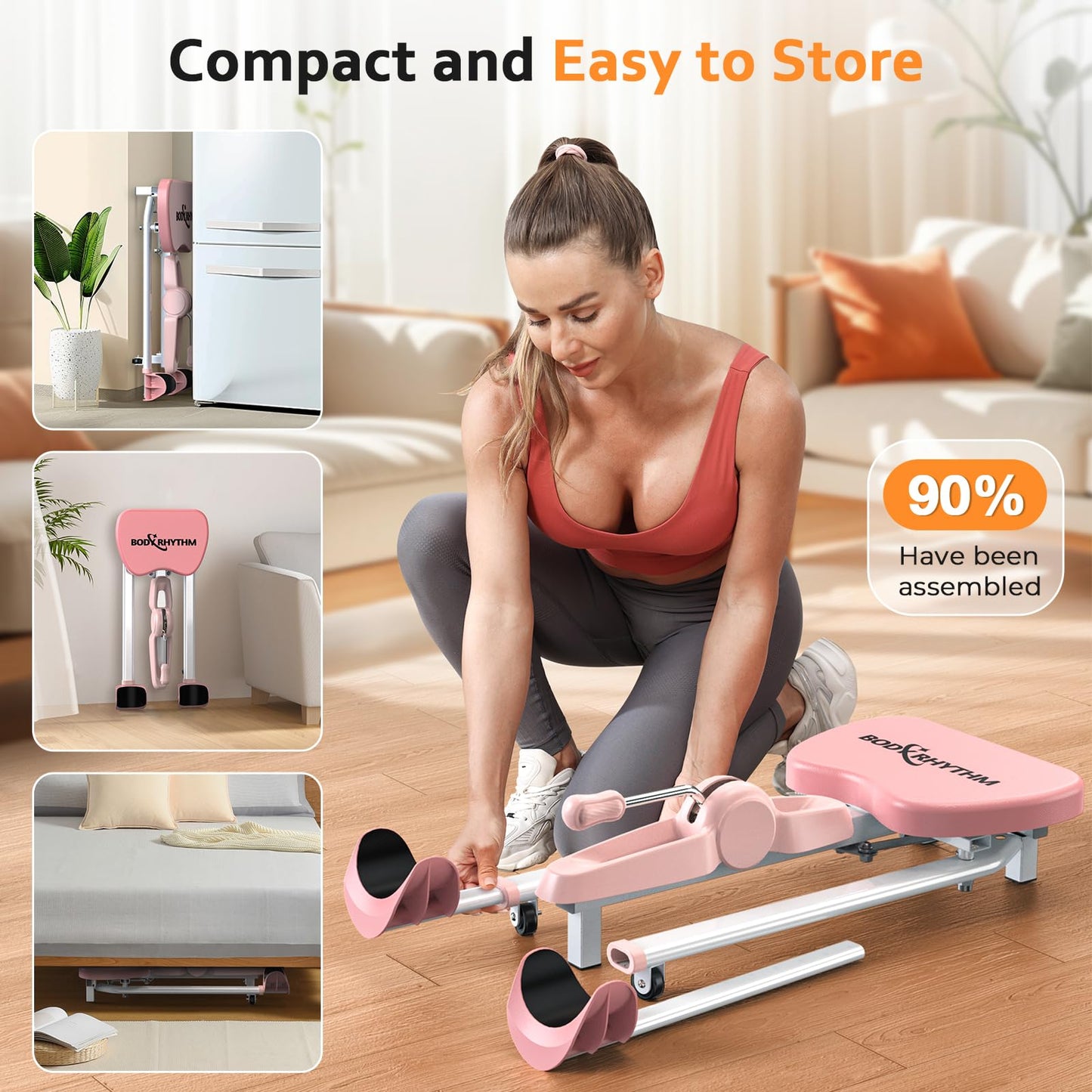 BODY RHYTHM Leg Stretcher - Split Machine for Leg Stretching - Flexibility Stretching Equipment - Ballet, Yoga, Dance, Martial Arts, MMA - Home Yoga Gym Fitness (Pink)