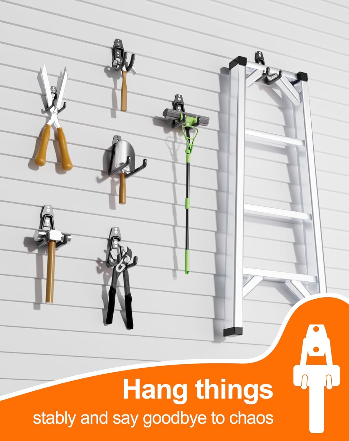 QcoQce Heavy-Duty Garage Hooks - 14 Pack with 2 Extension Cord Straps | Wall Mount Tool Hangers for Bikes, Ladders, and Garden Tools