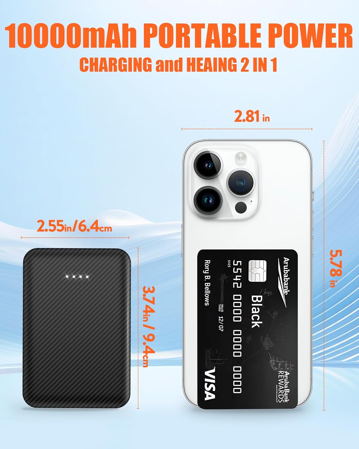 CYCYHEAT 10000mAh Pack 5V2A Pack 5V2A 10000mAh) Battery for Heated Vest Jacket Coat Pants and Heating Underwear, Heated