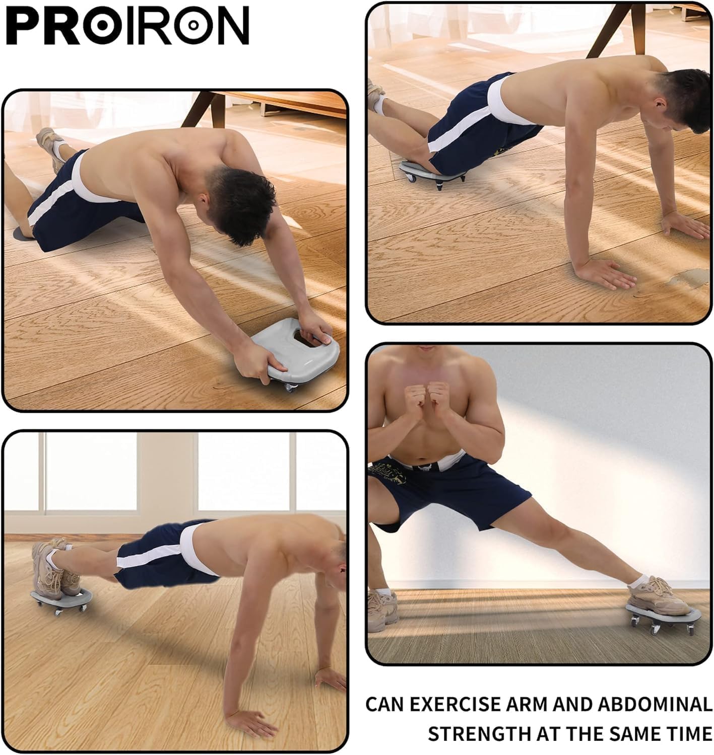 PROIRON Ab Roller with Knee Pads for Abs Workout, Multifunctional Ab Roller Wheel for Abs Workout, Abdominal Roller with Knee Pads, Abdominal Exercises Wheel, Abb Roller (Slide Fitness Trainer)