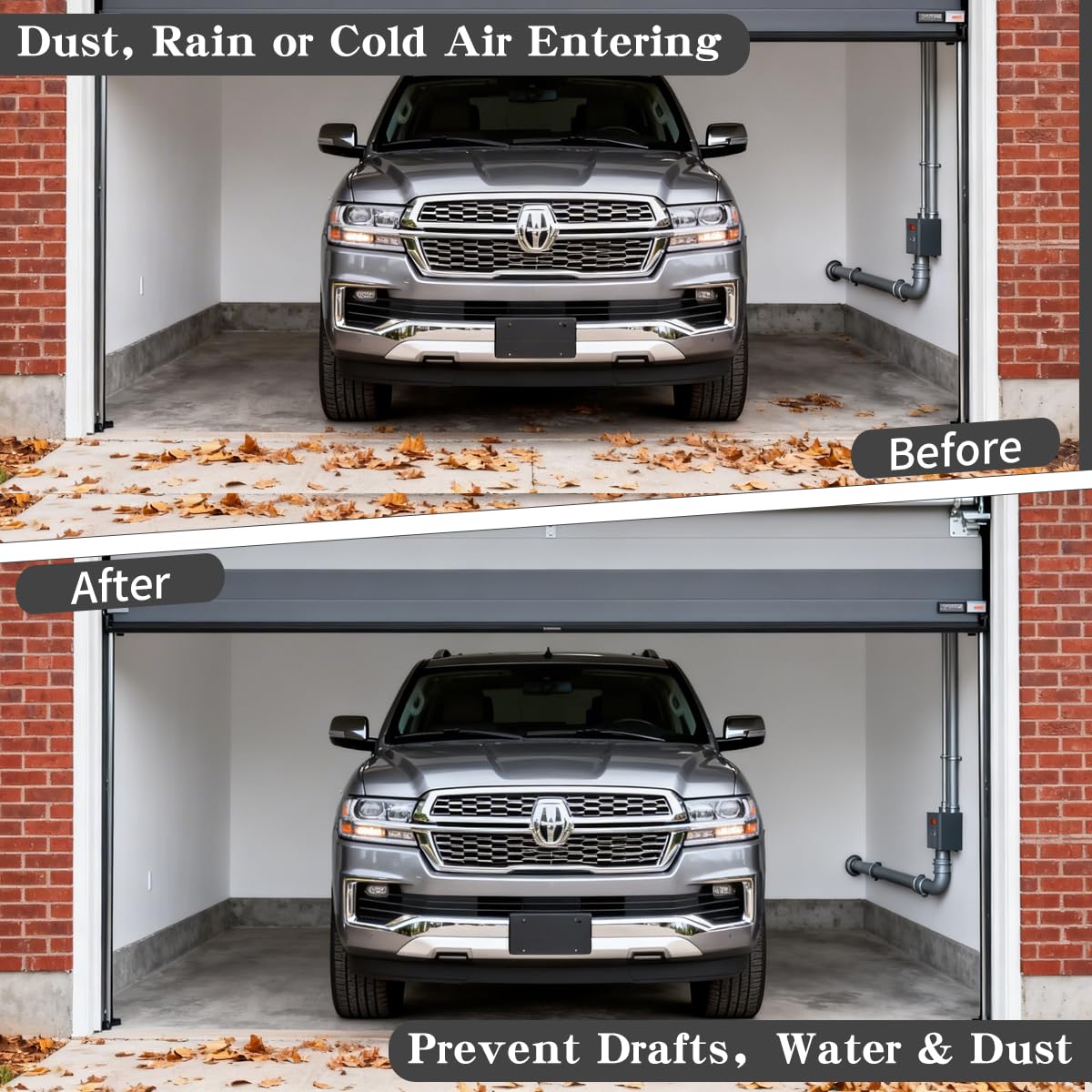 16.5FT Universal Garage Door Seal Kit Rubber Weatherproof Seal & Brush and Durable Aluminum Track Retainer Kit U + O Heavy Duty Garage Door Seal Bottom with Screws and Gloves