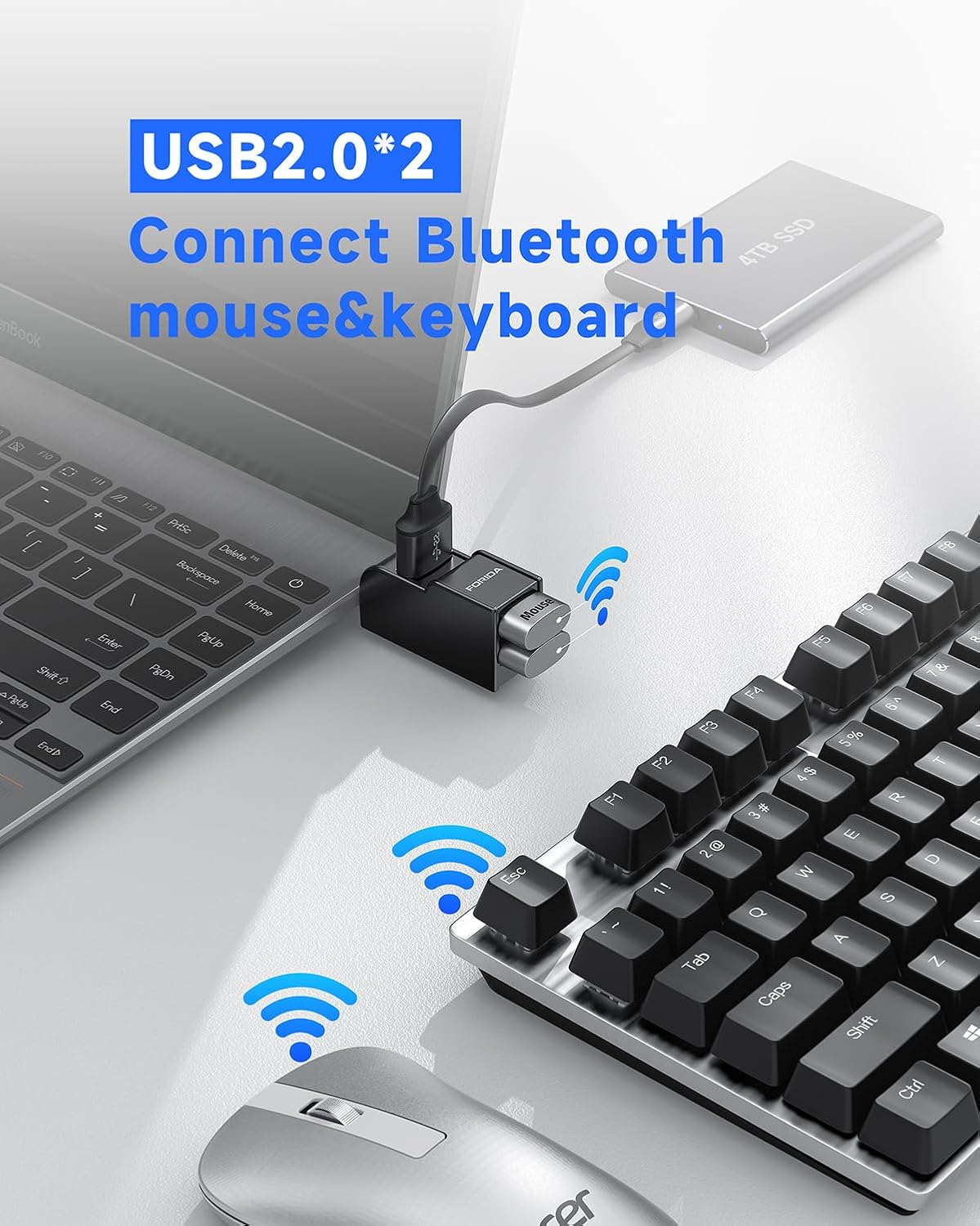 FORIDA 3 3.0 1 3 Ports USB Adapter, USB Hub with USB and Double USB Adapter, Portable USB Splitter in Out for Keyborad